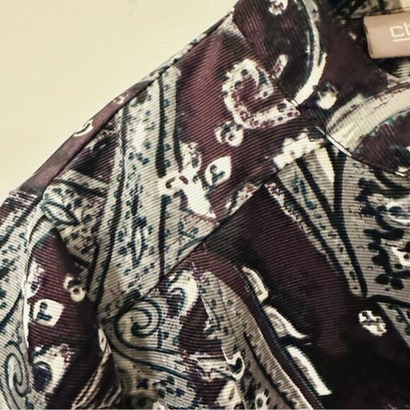 Chico’s Paisley Open Front Jacket Size 0 (4) Purple Black Gray Multicolor - Picture 8 of 12